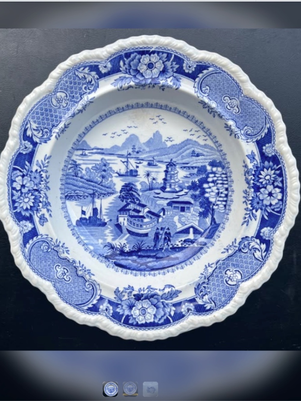 EARLY 19TH C JOHN & WILLIAM RIDGWAY J.W.R. STONE CHINA INDIA TEMPLE RIMMED BOWL